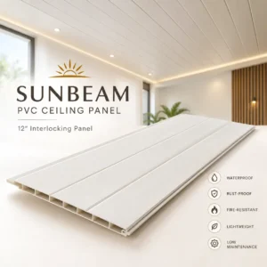 Sunbeam 12-inch interlocking PVC ceiling panel in white