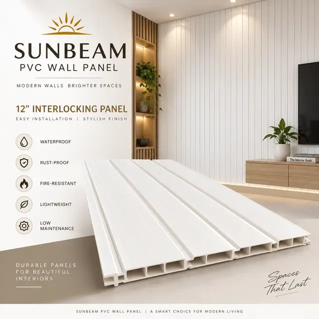 Sunbeam 12-inch interlocking PVC wall panel in white